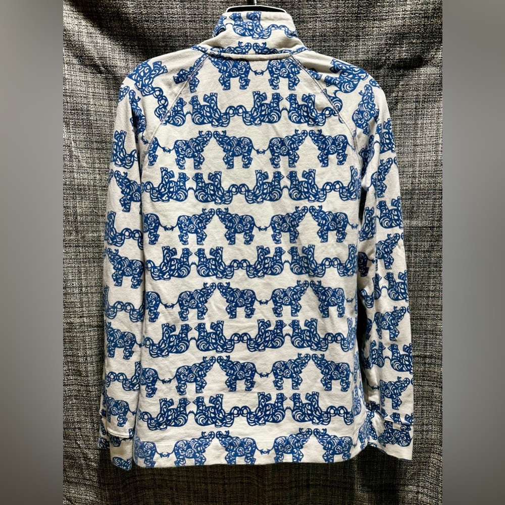 Lilly Pulitzer Blue White Elephant Popover Sweater Size M - Picture 4 of 6